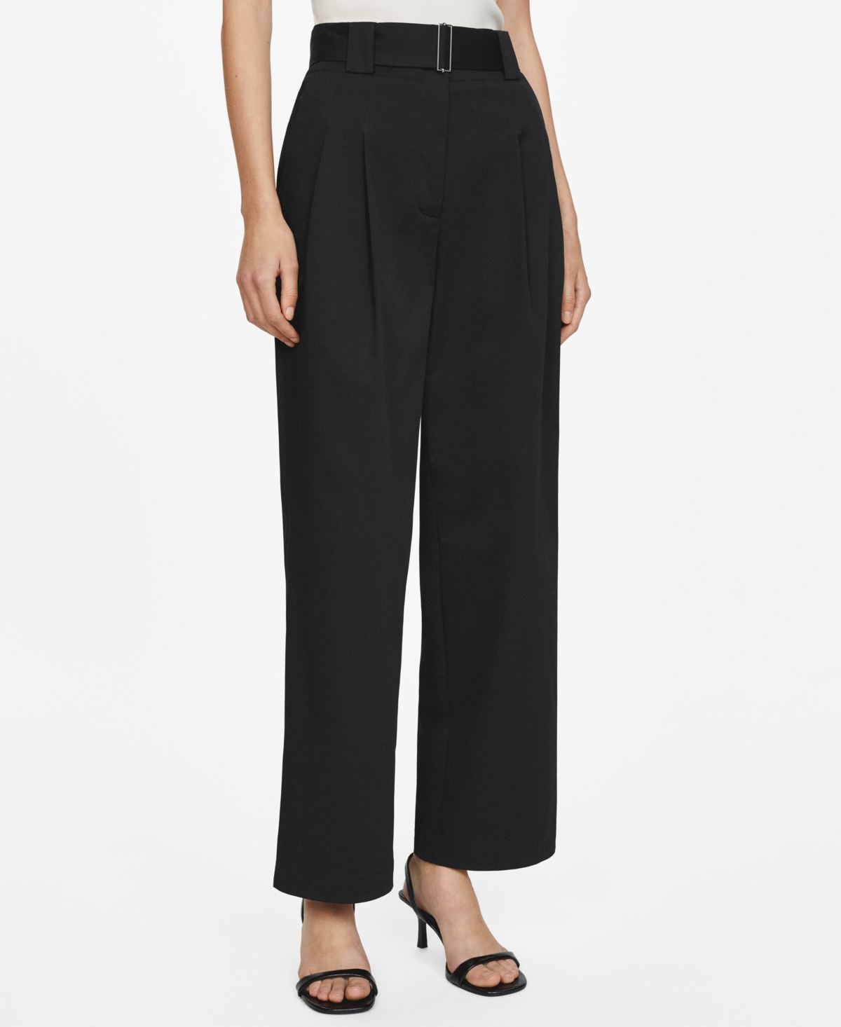 Shop Mango Women's Pleated Suit Pants In Black