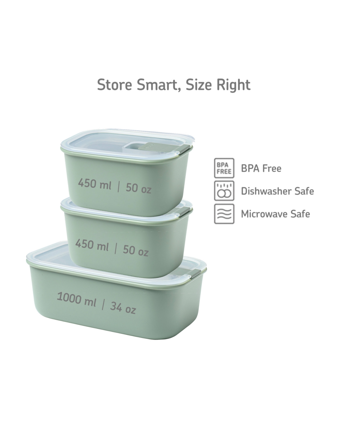 Mepal Easyclip 3pc. Rectangular Box Set In Green