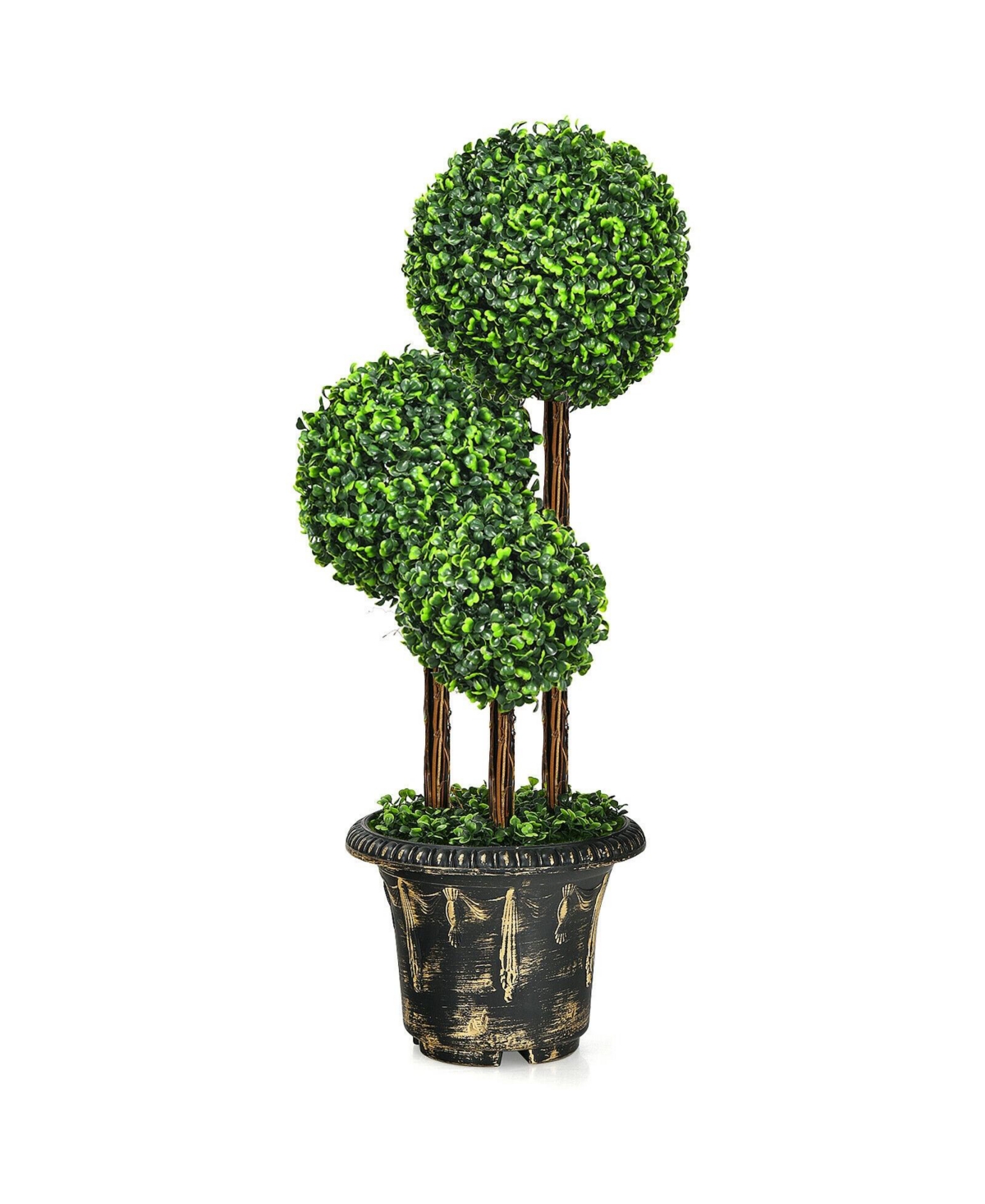 Artificial Topiary Triple Ball Tree for Indoor and Outdoor - Green