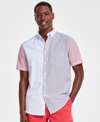 Club Room - Men's Regular-Fit Colorblocked Button-Down Seersucker Shirt