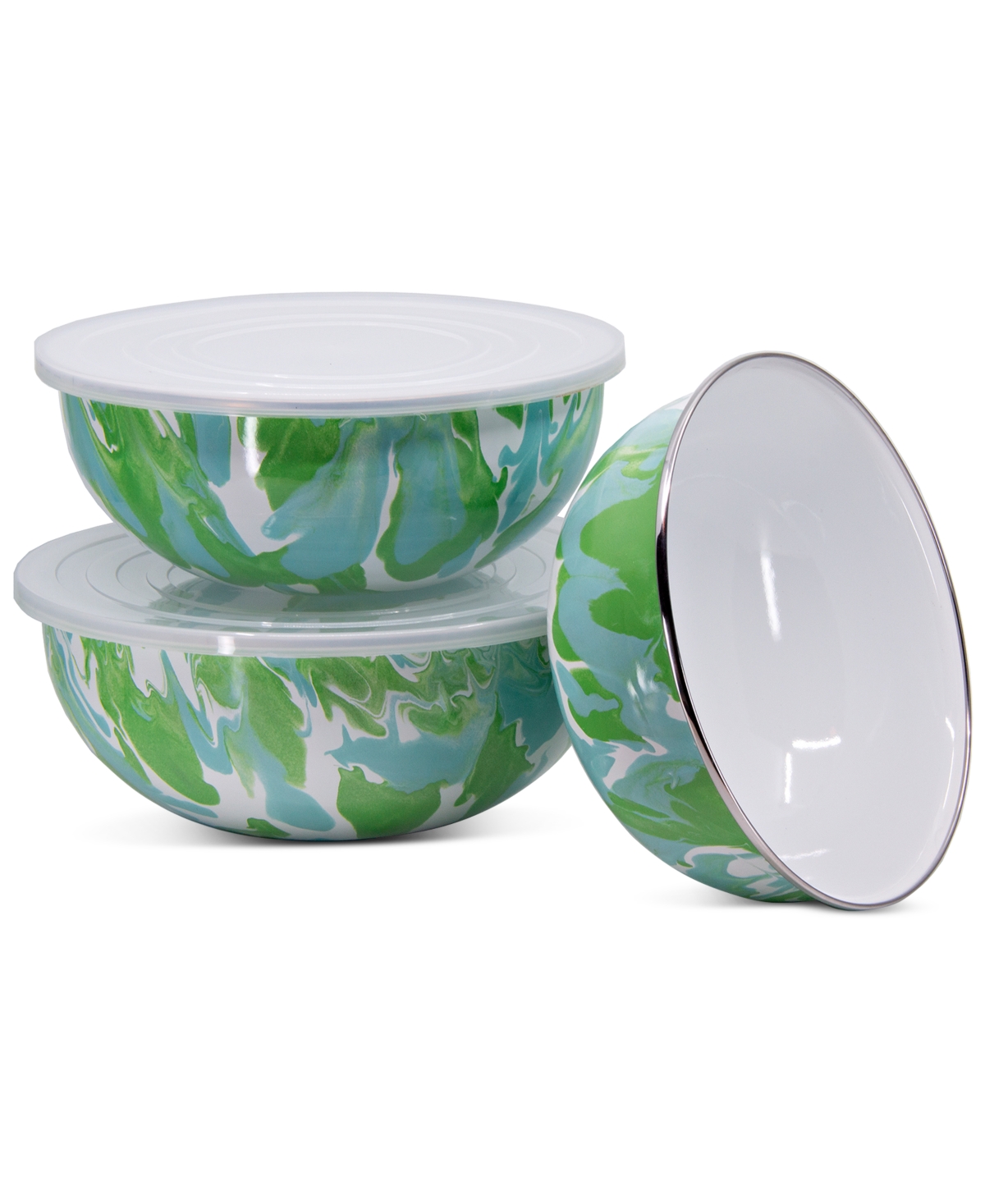 Golden Rabbit Modern Monet Mixing Bowls with Lids, Set of 3