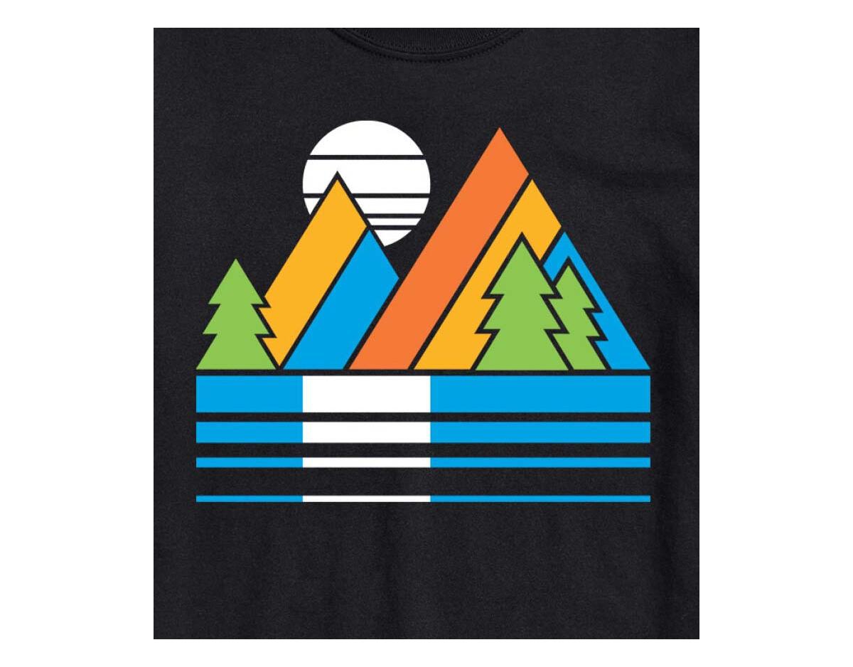 Airwaves Hybrid Apparel Retro Mountains Mens Short Sleeve Tee In Black