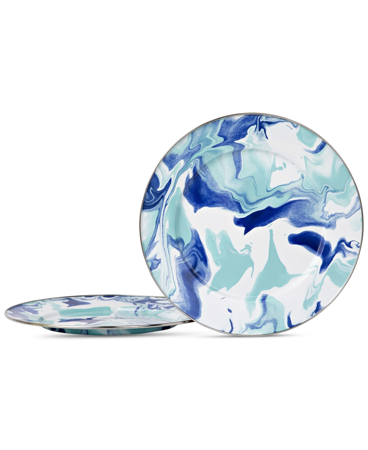 Lagoon Enameled Steel Chargers, Set of 2 - Multi