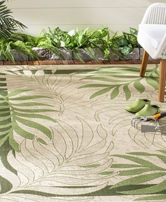 Courtyard CY7836 Cream and Green 5'3" x 7'7" Outdoor Area Rug