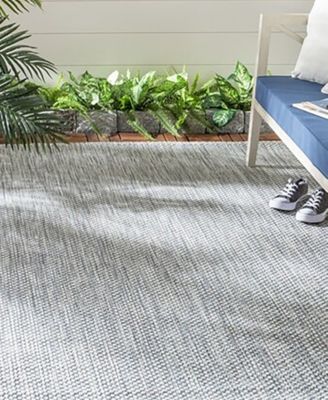 Courtyard CY8521 Gray and Navy 8' x 11' Outdoor Area Rug