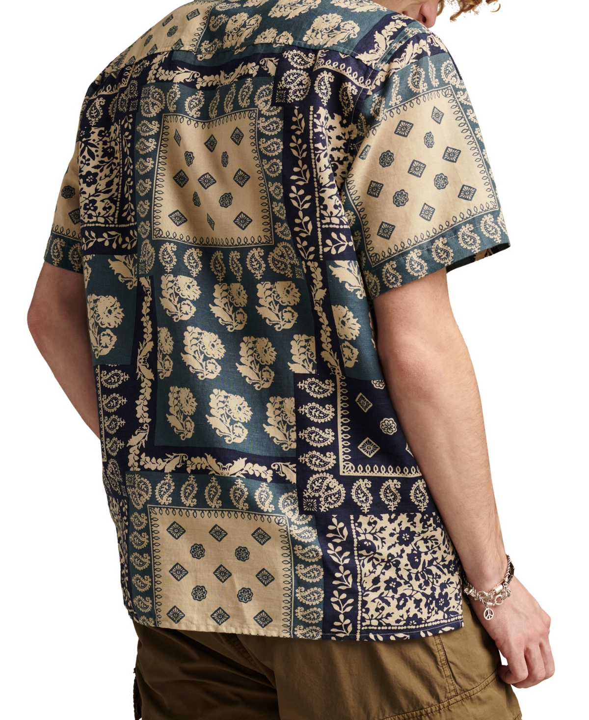 Lucky Brand Floral Print Short Sleeve Camp Collar