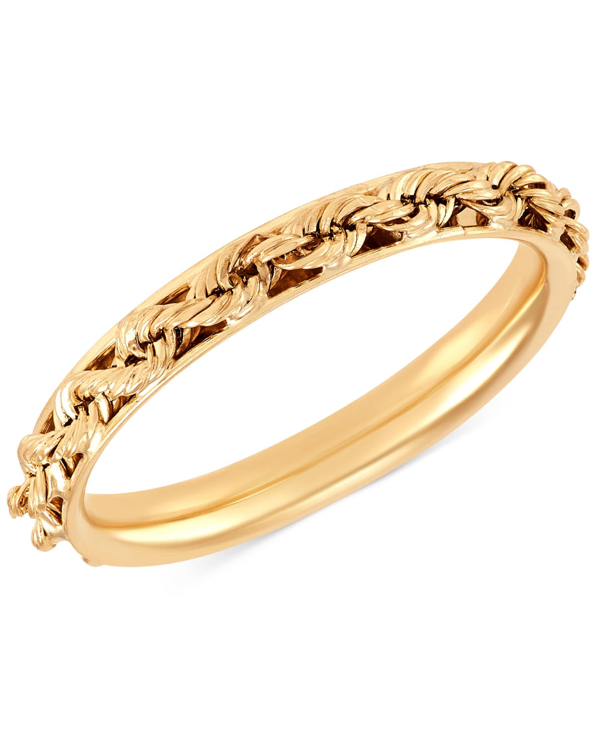 Macy's Polished Single Rope Link Stack Band In 10k Gold