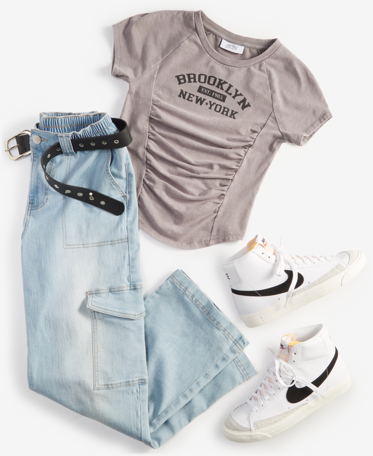Madden Girl Juniors' Belted Skater Jeans