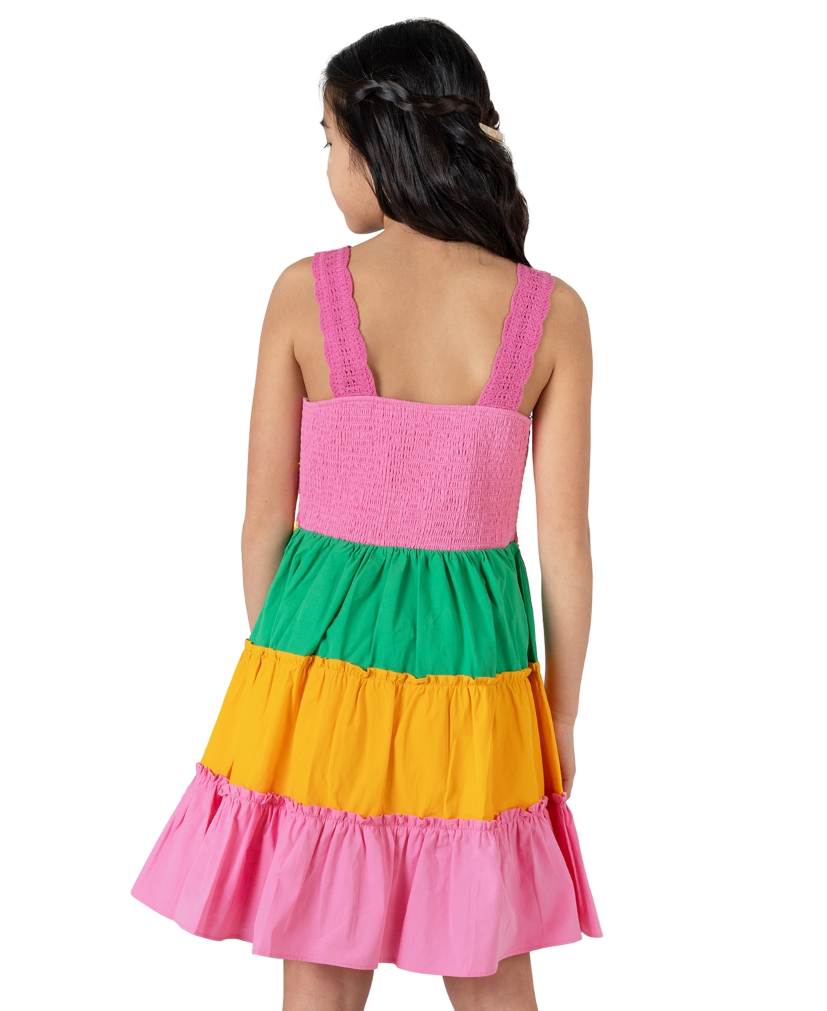 Shop Rare Editions Big Girls Crochet Colorblocked Dress In Pink