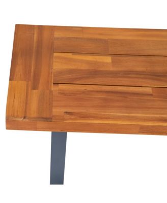 Tokar Rustic Acacia Wood Bench With Seating For Two, Flared Wooden Legs And Slatted Surface For Indoor And Outdoor Use