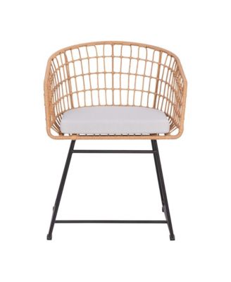 Ari Set Of Two All-Weather Faux Rattan Rope Chairs With Padded Cushions For Indoor And Outdoor Use