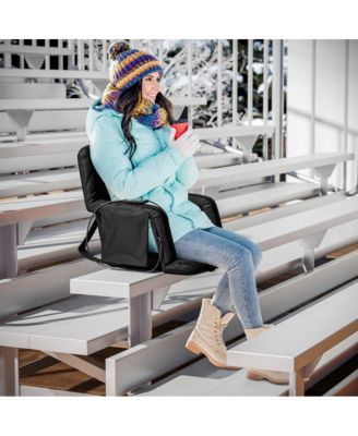 Mikki Portable Heated Reclining Stadium Chair With Armrests, Padded Back & Heated Seat With Dual Storage Pockets And Backpack Straps