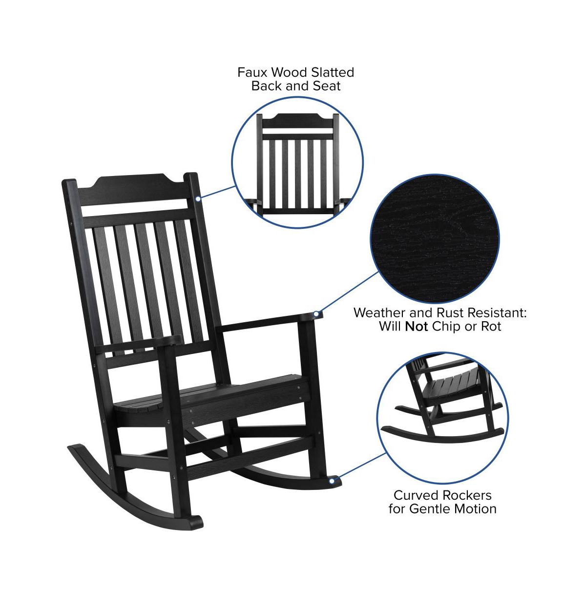 Merrick Lane Set Of 2 Hillford Poly Resin Indoor/Outdoor Rocking Chairs