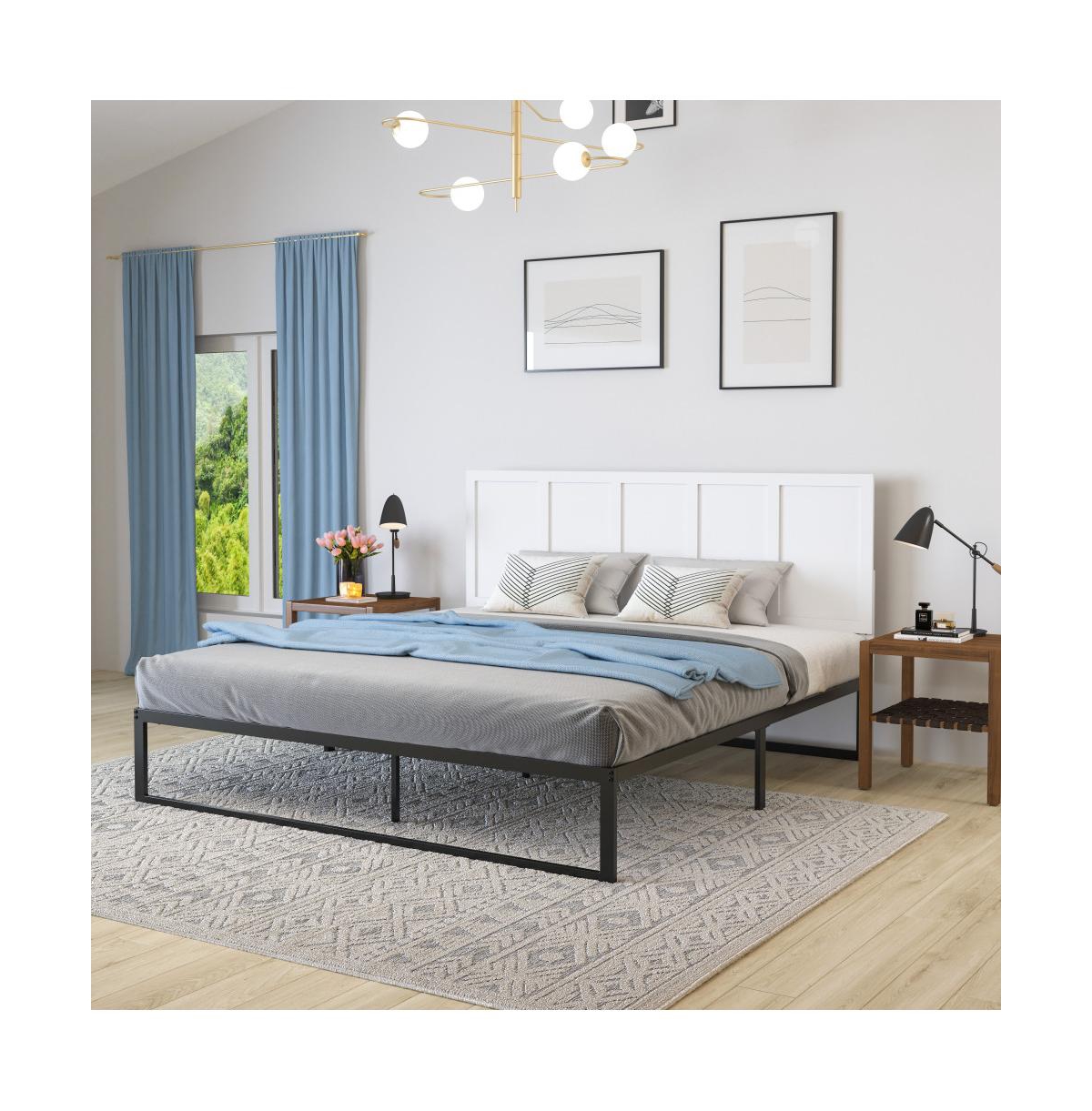 Merrick Lane Grady King Raised Panel Wooden Adjustable Headboard Only