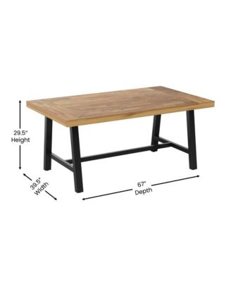 Zuli Solid Acacia Wood Dining Table With Metal Legs For Indoor And Outdoor Use
