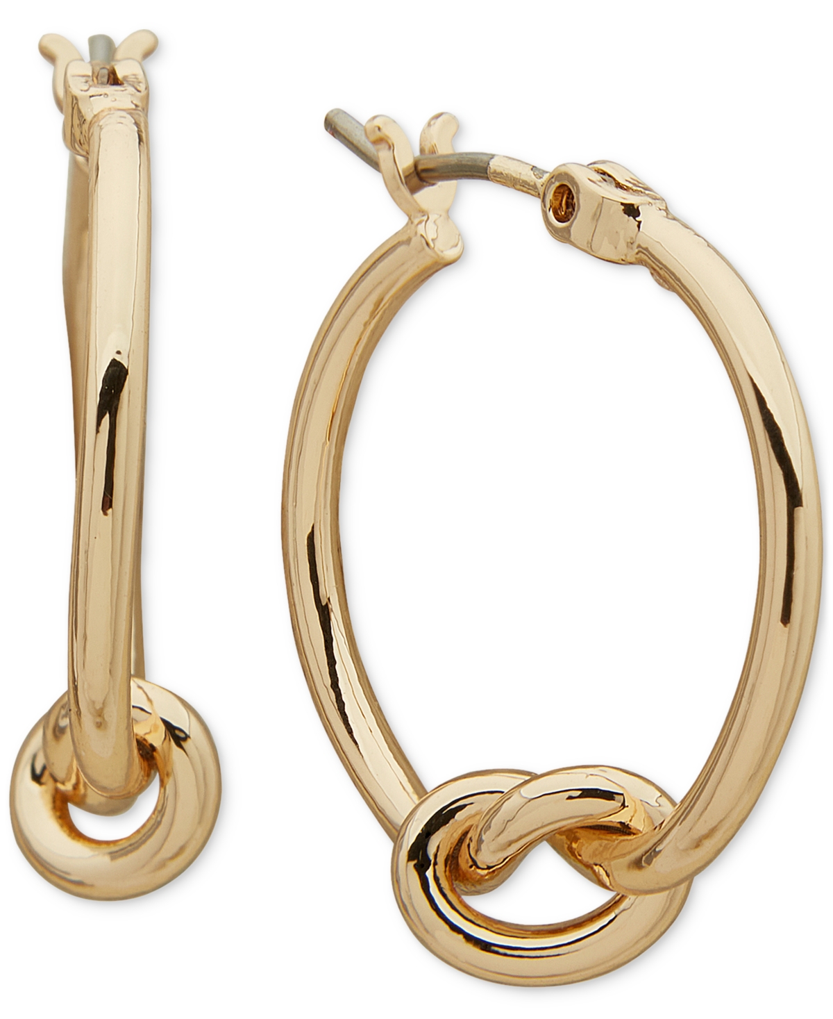 Dkny Small Bottom Knotted Modern Hoop Earrings In Gold