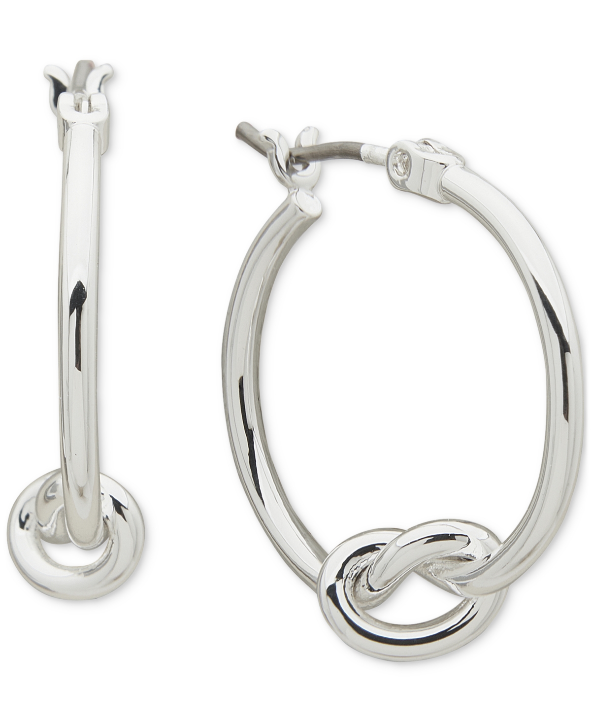 Dkny Small Bottom Knotted Modern Hoop Earrings In Metallic