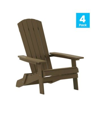 Set Of 4 Riviera Poly Resin Folding Adirondack Lounge Chair - All-Weather Indoor/Outdoor Patio Chair