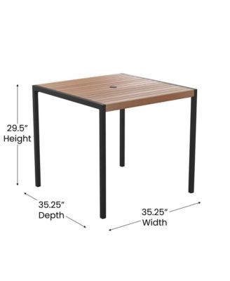 Hampstead Three Piece Faux Teak Patio Dining Set For Indoor And Outdoor Use - Table And Two Club Chairs