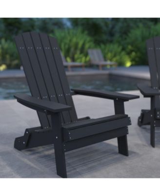 Set Of 2 Riviera Poly Resin Folding Adirondack Lounge Chair - All-Weather Indoor/Outdoor Patio Chair