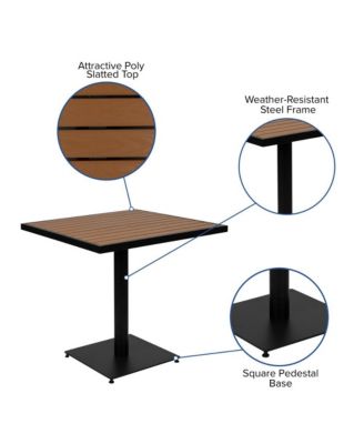 Kersey 3 Piece Patio Table And Chairs Set Faux Wood And Metal Indoor/Outdoor Table And Chairs With All-Weather Purpose