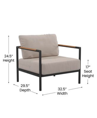 Eastport Outdoor Accent Chair With Removable Plush Fabric Cushions And Teak Accented Aluminum Frame