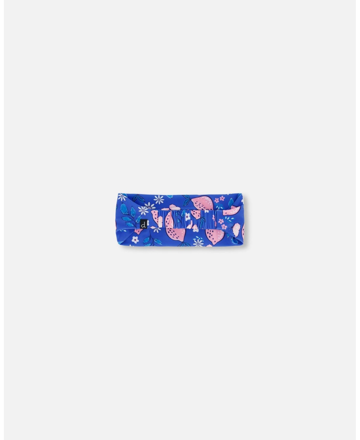 Deux par Deux Baby Girls Baby Swimwear Headband- Royal blue printed pink lemon