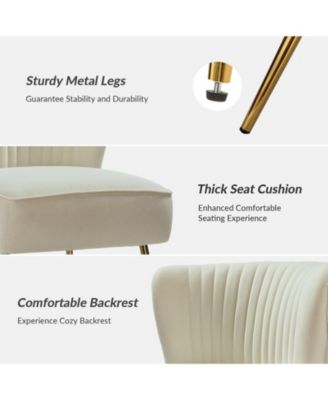 Velvet Accent Chair with Gold Metal Legs for Bedroom Guest Room Vanity