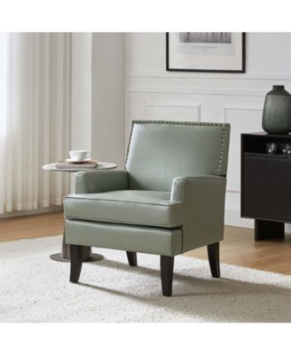 Nihad Modern Faux Leather Accent Chair with Nailhead Trim