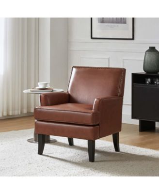 Nihad Modern Faux Leather Accent Chair with Nailhead Trim