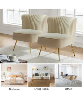 Velvet Accent Chair with Gold Metal Legs for Bedroom Guest Room Vanity