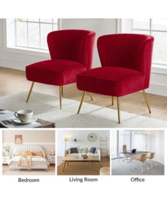 Velvet Accent Chair with Gold Metal Legs for Bedroom Guest Room Vanity