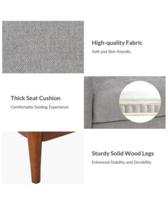 Fabric Recessed Arms Accent Chair with Solid Wood Legs for Living Room Bedroom