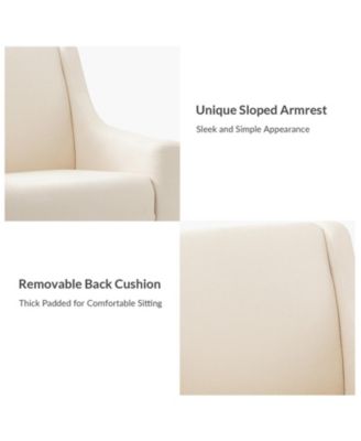 Fabric Recessed Arms Accent Chair with Solid Wood Legs for Living Room Bedroom