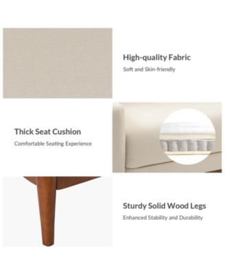 Fabric Recessed Arms Accent Chair with Solid Wood Legs for Living Room Bedroom