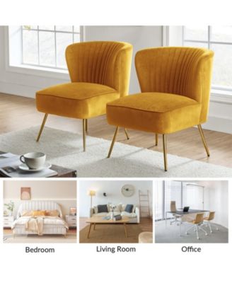 Velvet Accent Chair with Gold Metal Legs for Bedroom Guest Room Vanity