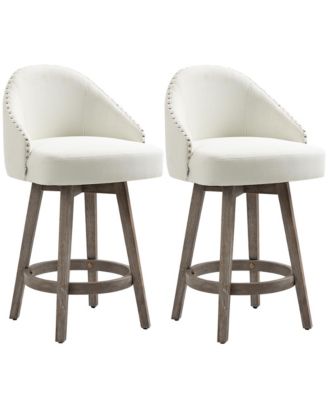 26" Counter Height Bar Stools, Linen Fabric Kitchen Stools