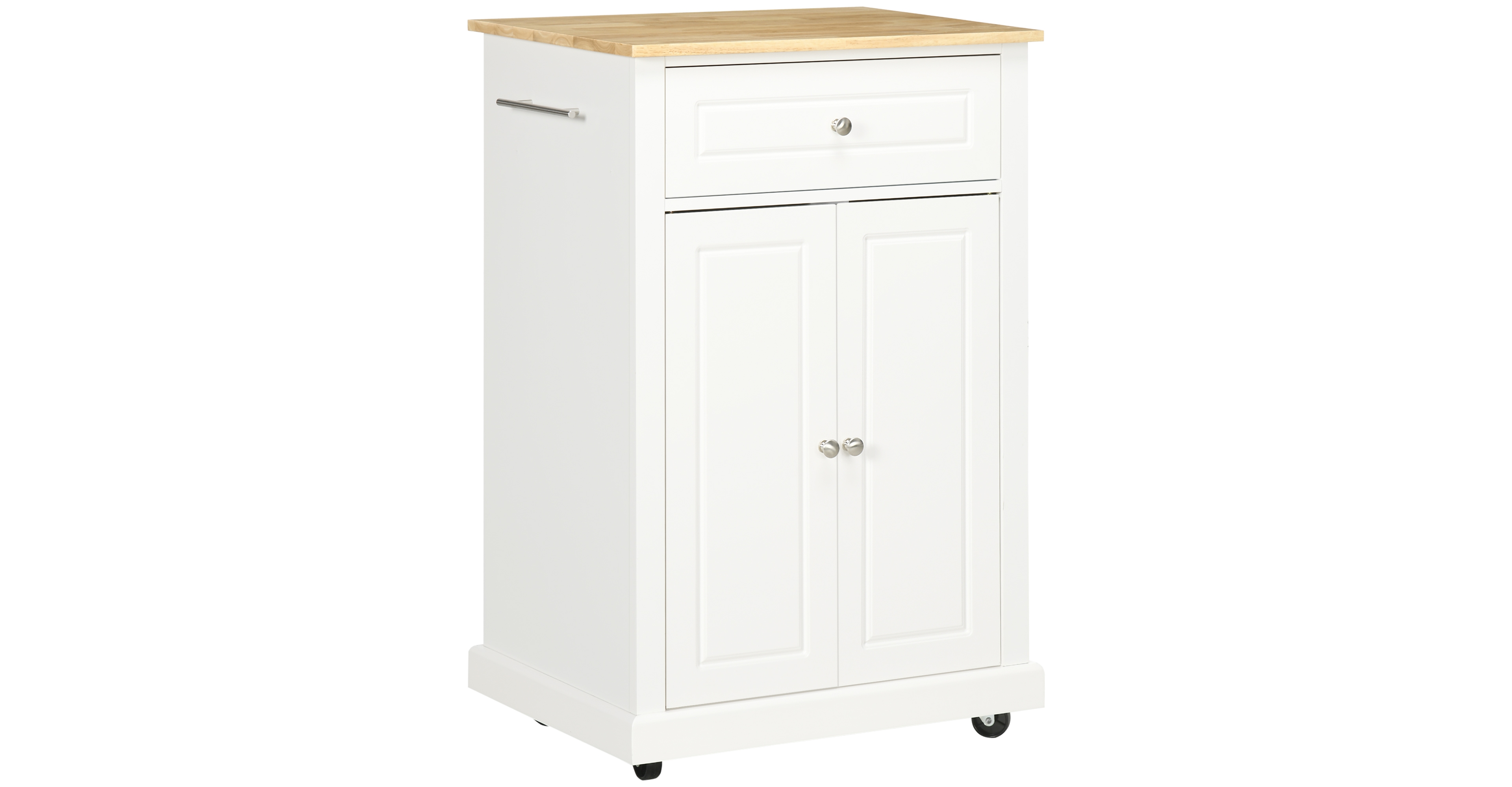 Homcom 36" Mobile Kitchen Island Serving Cart w/ Cabinet & 2 Towel Racks