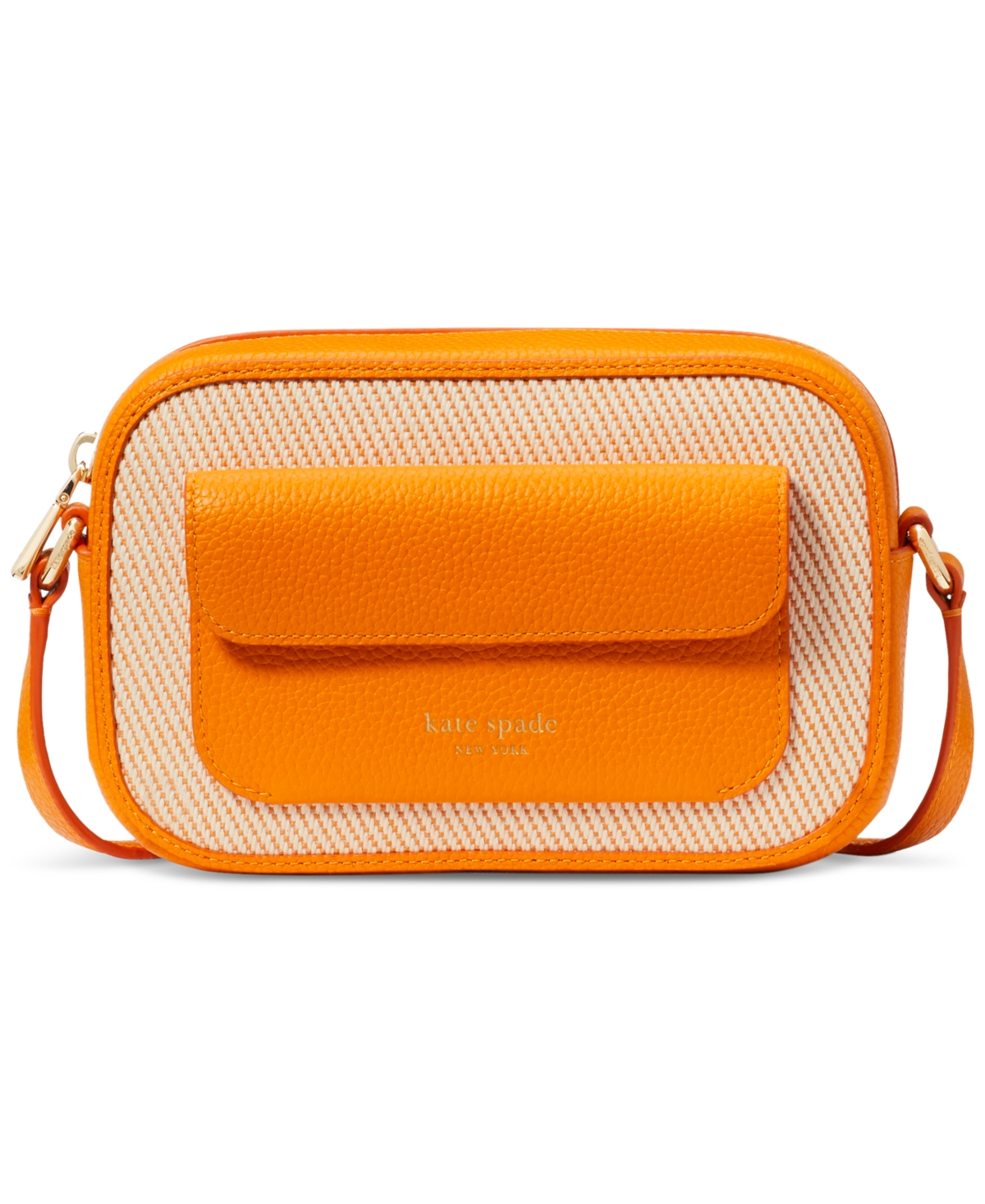 Shop Kate Spade Ava Small Canvas And Leather Crossbody In Turmeric R