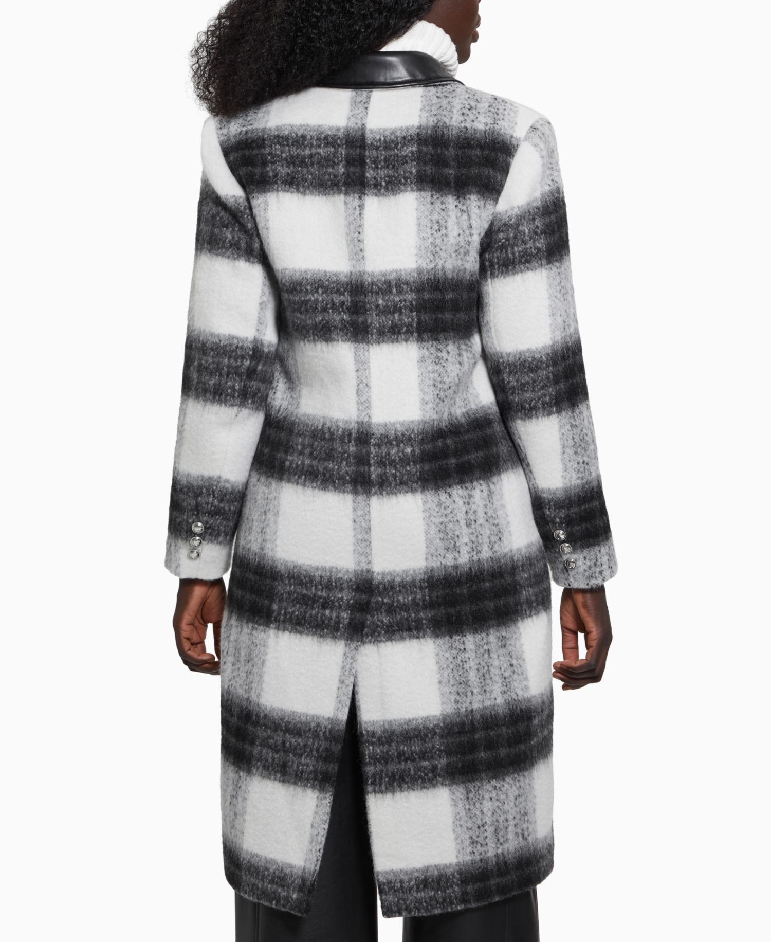 Women's Double-Breasted Mid-Length Plaid Coat