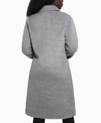 Women's Textured Double-Breasted Notched-Collar Coat