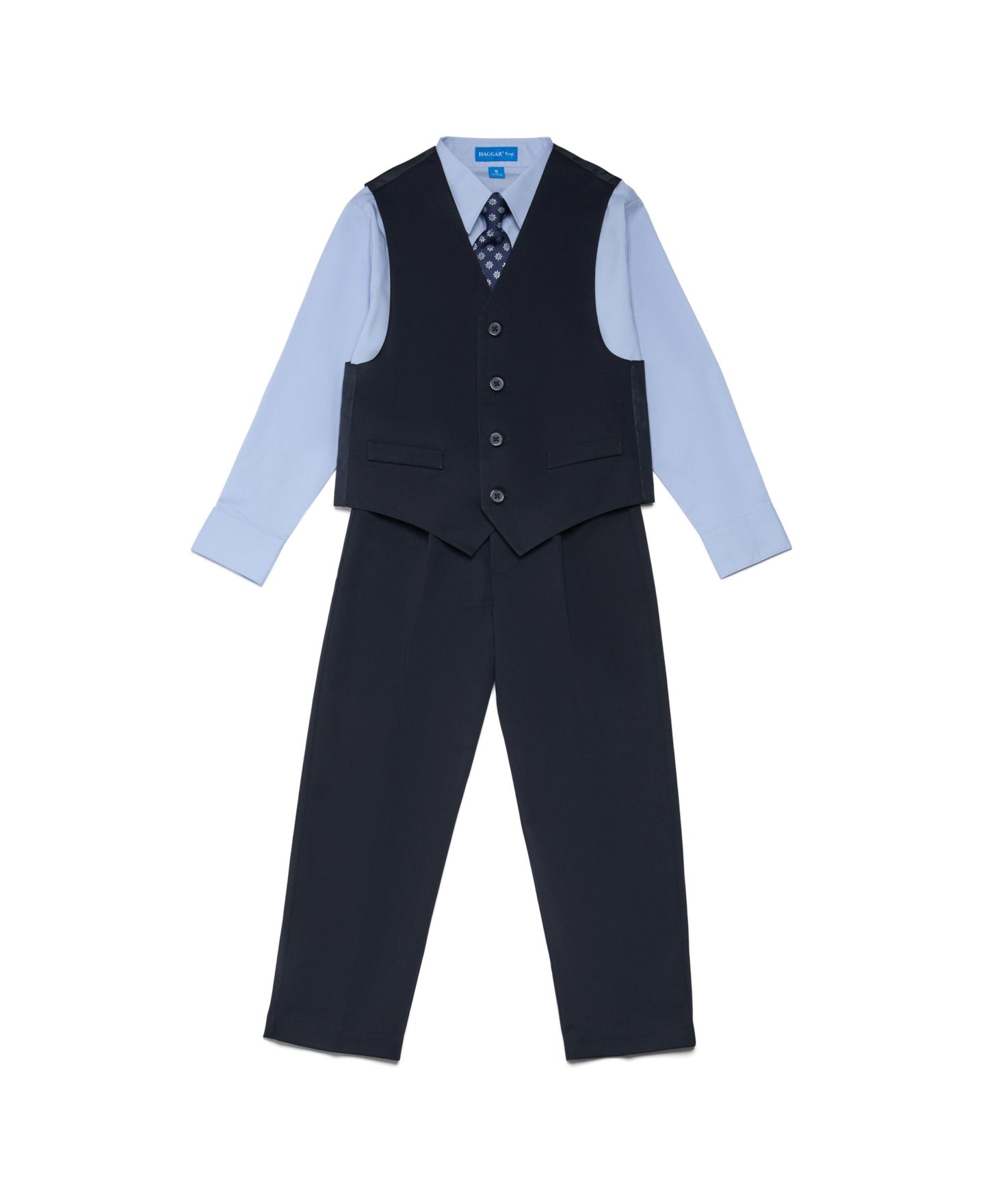 Комплекты Haggar SmartWash Washable Vest, Shirt, Pants and Tie, 4-Piece Set для мальчиков, цвет: Тёмно-синий / Синий — фото 9