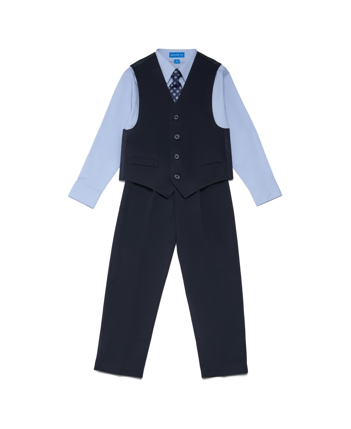 Детские Haggar SmartWash Boys' 4-7 Washable Vest, Shirt, Pants and Tie, 4-Piece Set — фото 1