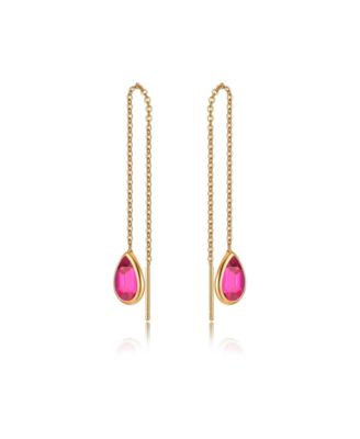Gold Plated Chain and Crystal Dangle Earrings