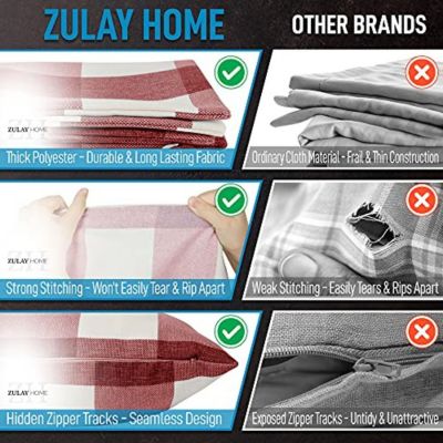 Pack of 2 Buffalo Plaid Throw Pillow Covers - Farmhouse Porch Pillows Outdoor & Indoor Covers 18x18 inches