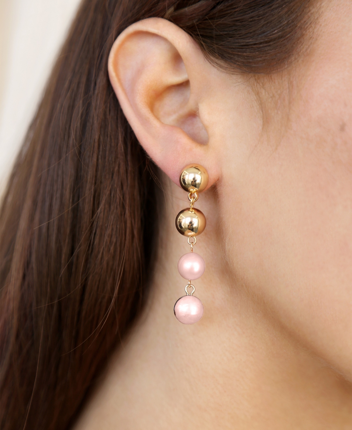Shop Ettika Pink Freshwater Pearl Gold Drop Earrings