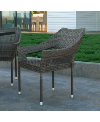 Embry All-Weather Indoor/Outdoor Stacking Patio Dining Chairs With Steel Frame And Weather Resistant Pe Rattan