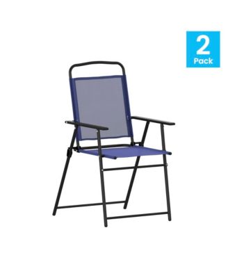 Munroe Set Of 2 Textilene Folding Sling Style Patio Chairs With Armrests
