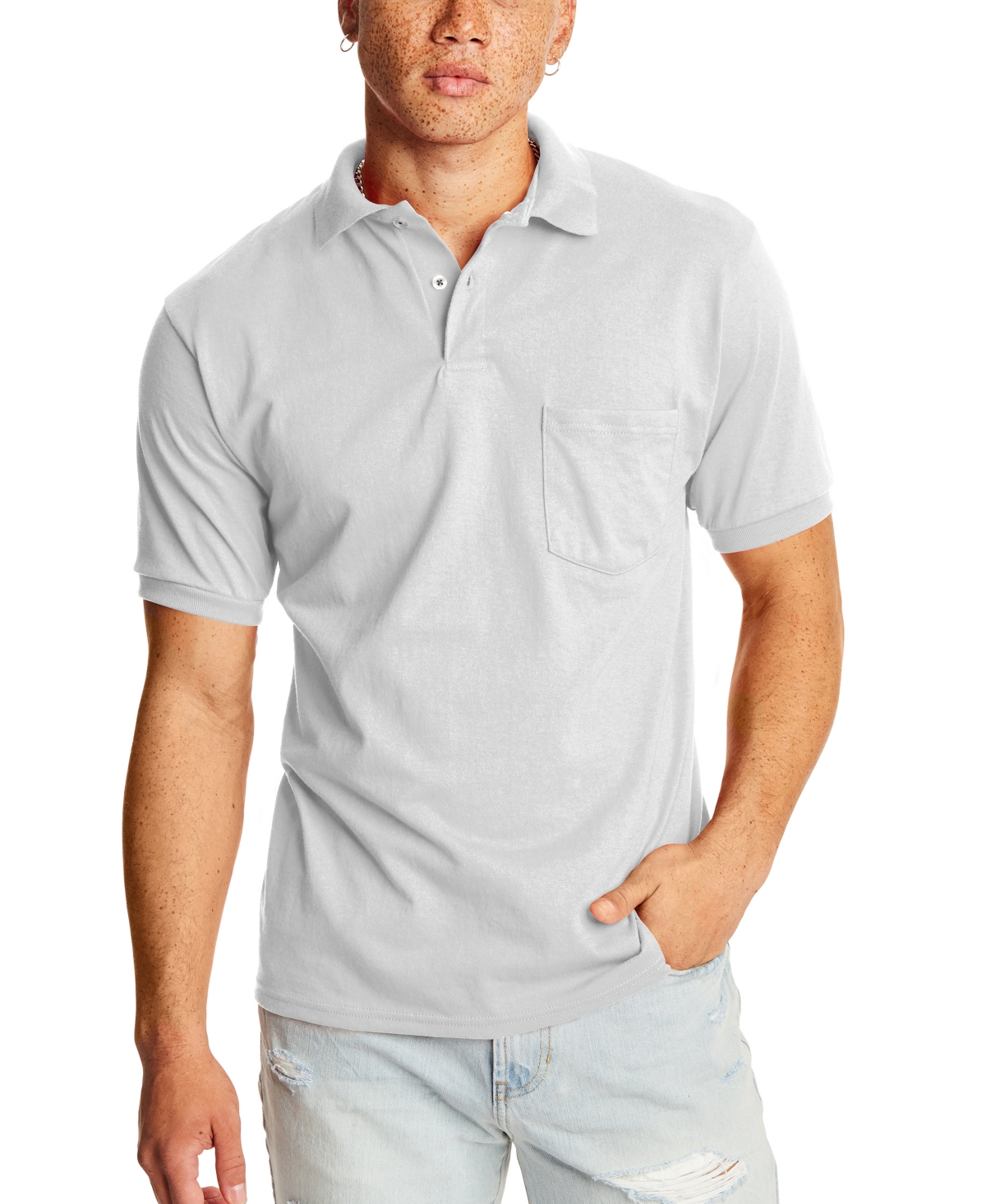 Hanes Ecosmart Men's Pocket Polo Shirt, 2-pack In White