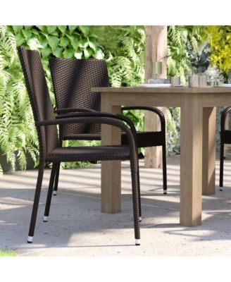 Sala Stacking All-Weather Wicker Wrapped Powder Coated Steel Patio Club Chairs For Indoor And Outdoor Use